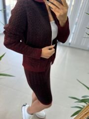 Bordo Siyah Geçişli Triko Takım