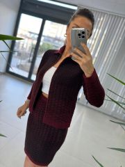 Bordo Siyah Geçişli Triko Takım
