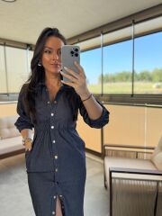 Ms Antrasit Denim Elbise