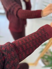 Bordo Siyah Geçişli Triko Takım