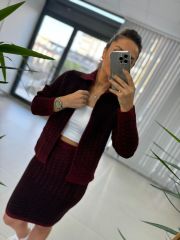 Bordo Siyah Geçişli Triko Takım