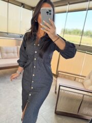 Ms Antrasit Denim Elbise