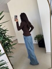 Dv 10686 Dik Yaka Çıt Çıtlı Kahve Triko