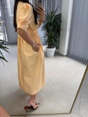 Cr 1553 Yavruağzı Bel Büzgülü Elbise