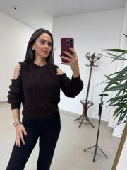 Po 2690 Omuz Pencere Detaylı İncili A.Kahve Kazak