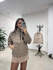 Mzr 22828 Vizon Dik Yaka Yumoş Polar Sweat