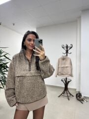 Mzr 22828 Vizon Dik Yaka Yumoş Polar Sweat