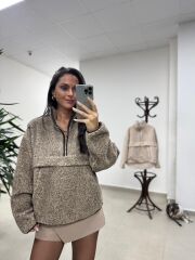 Mzr 22828 Vizon Dik Yaka Yumoş Polar Sweat