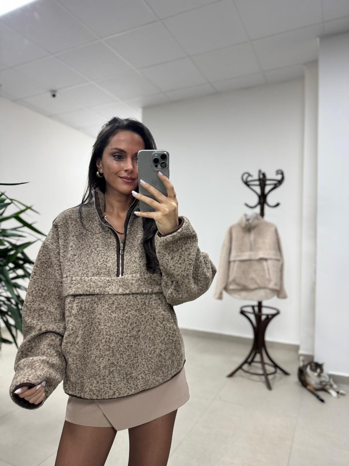 Mzr 22828 Vizon Dik Yaka Yumoş Polar Sweat