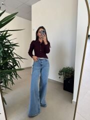 Dv 10686 Dik Yaka Çıt Çıtlı Mürdüm Triko