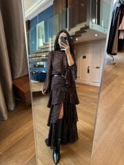 Rn 35549 Zebra Kat Detaylı Şifon Elbise