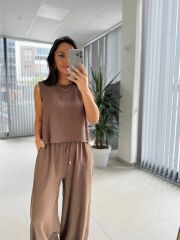 Zr 8011 Kahve Pamuk Keten Takım