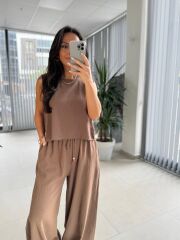 Zr 8011 Kahve Pamuk Keten Takım