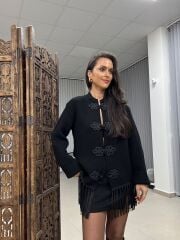 Po 2943 Etek Ucu Püskül Detaylı Ceket Hırka