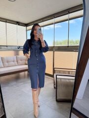 Ms İndigo Denim Elbise