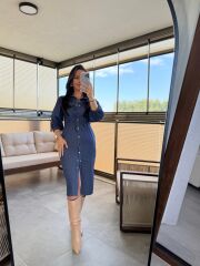 Ms İndigo Denim Elbise