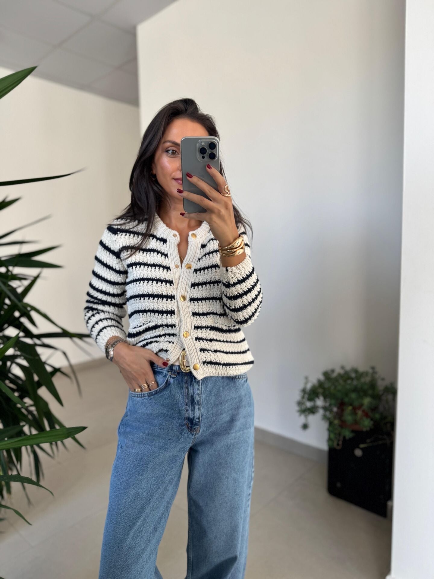 Orj. Marka Siyah-Beyaz Çıt Çıtlı Ceket Hırka