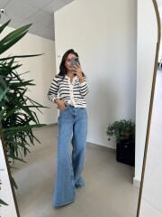 Orj. Marka Siyah-Beyaz Çıt Çıtlı Ceket Hırka