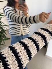 Orj. Marka Siyah-Beyaz Çıt Çıtlı Ceket Hırka