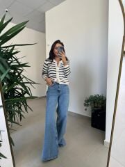 Orj. Marka Siyah-Beyaz Çıt Çıtlı Ceket Hırka