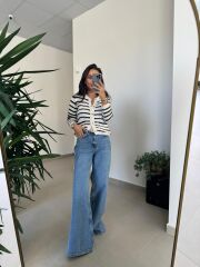 Orj. Marka Siyah-Beyaz Çıt Çıtlı Ceket Hırka