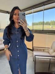 Ms İndigo Denim Elbise