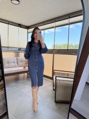 Ms İndigo Denim Elbise