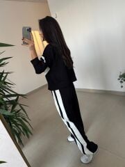 Ms 00064 Siyah-Beyaz Şerit Geçişli Fermuarlı Modal Takım