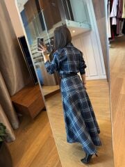 Rn 35555 Ekoseli Kemerli Laci Elbise