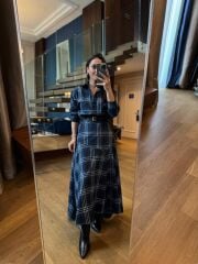 Rn 35555 Ekoseli Kemerli Laci Elbise