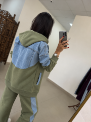 TİS 1119 Haki/Denim Garnili Eşofman Takımı