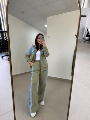 TİS 1119 Haki/Denim Garnili Eşofman Takımı
