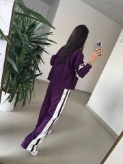 Ms 00064 Mor-Beyaz Şerit Geçişli Fermuarlı Modal Takım