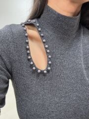 Mc 5105 Omuz Damla Detaylı Antrasit Elbise