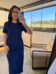 Ms 157 Bisiklet Yaka İndigo Elbise