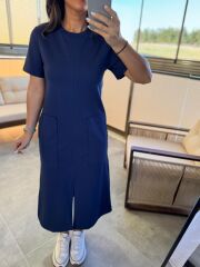 Ms 157 Bisiklet Yaka İndigo Elbise