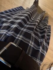 Rn 35552 A. Kahve Kaşkorse Ekose Detaylı Kemerli Elbise