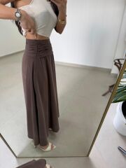 Fp 3407 Bel Drape Detaylı Tensel Kahve Etek