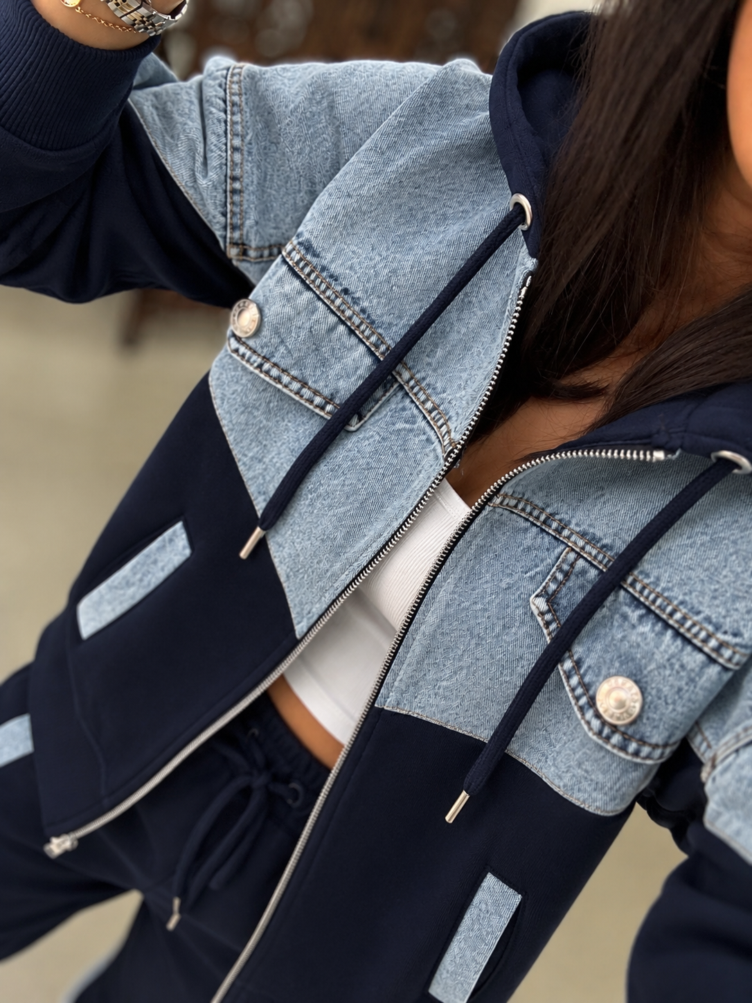 TİS 1119 Laci/Denim Garnili Eşofman Takımı