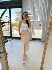 Zebra Desenli Sol Drapeli Etek