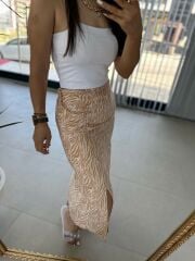 Zebra Desenli Sol Drapeli Etek