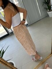 Zebra Desenli Sol Drapeli Etek