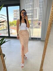 Zebra Desenli Sol Drapeli Etek