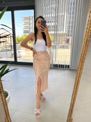 Zebra Desenli Sol Drapeli Etek