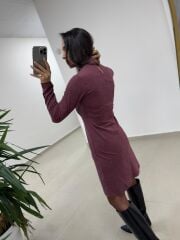 Mc 5105 Omuz Damla Detaylı Mürdüm Elbise