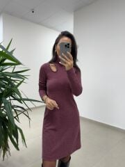 Mc 5105 Omuz Damla Detaylı Mürdüm Elbise