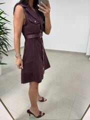 Gp 335 Orj Marka Mürdüm Denim Çan Elbise