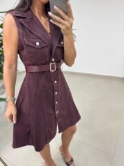 Gp 335 Orj Marka Mürdüm Denim Çan Elbise