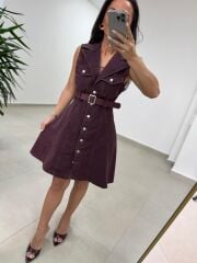 Gp 335 Orj Marka Mürdüm Denim Çan Elbise