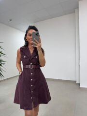 Gp 335 Orj Marka Mürdüm Denim Çan Elbise